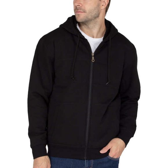 BC Clothing Men's Black Quilted Plush Lined Hoodie - Picture 2 of 16